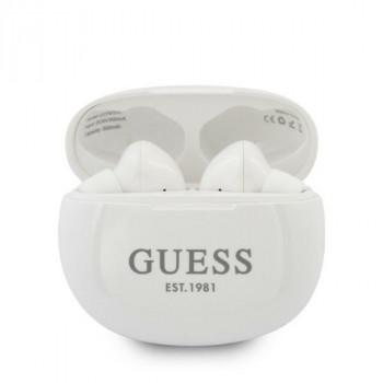 Guess GUTWS1CWHTWS belaidės ausinukai su dokavimo stotele, Bluetooth 5.0, balti