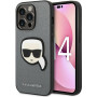 Karl Lagerfeld KLHCP14LSAPKHG dėklas Apple iPhone 14 Pro, Saffiano Karl's Head Patch, sidabrinis