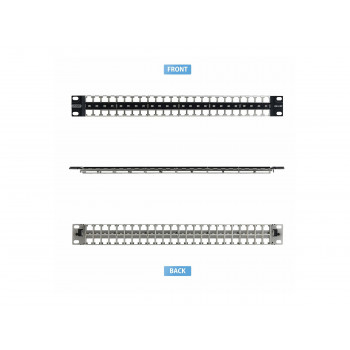 StarTech.com C6PANELSTP481U 48 prievadų 1U tuščia keystone komutacinė panelė, CAT6A, 48,3 cm (19 in), juoda