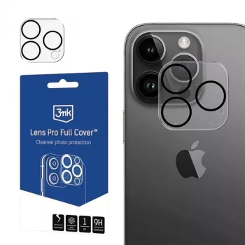 3MK Lens Pro Full Cover Camera Lens Protector for iPhone 14 Pro / 14 Pro Max with Aluminum Frame and Mounting Frame (1 Piece, Black)