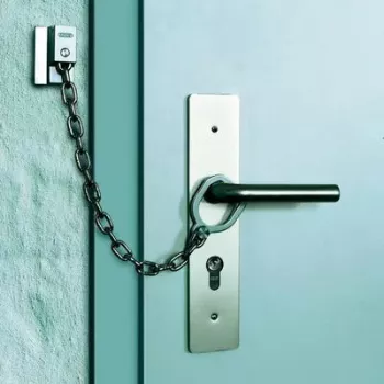 ABUS ABTS21540 durų grandinė su apsauginiu žiedu, nikeliuoto plieno, 215 mm