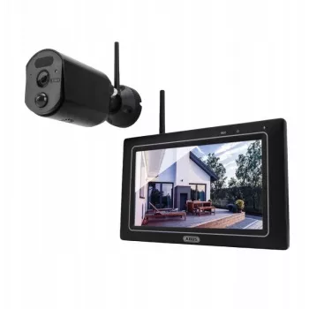ABUS EasyLook BasicSet belaidė vaizdo stebėjimo sistema – 7 colių monitorius + 1 IP66 kamera, infraraudonųjų spindulių naktinis matymas, 2.4 GHz