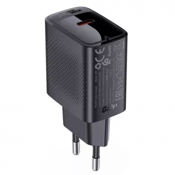 ACEFAST A82 GaN USB-C PD 20W sieninis įkroviklis – juodas