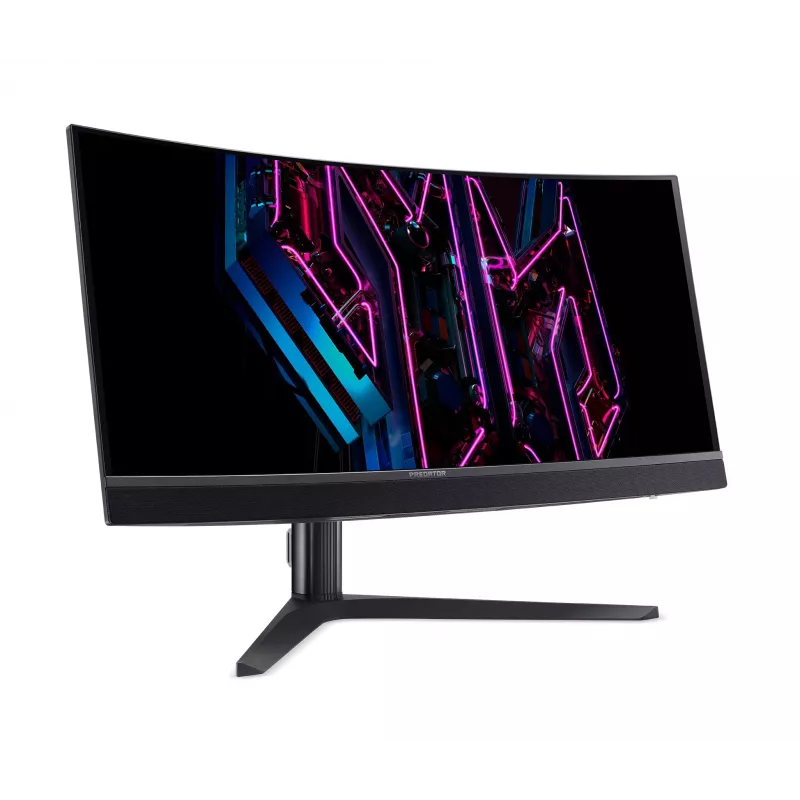 Acer Predator X34QXC Ergo OLED 86 cm 34 colų lenktas WQHD ZeroFrame OLED 360 Hz 21:9 0,03 ms (GTG) 1300 nitų 2x HDMI 2.1 2x DP 1x USB-C įmontuoti garsiakalbiai