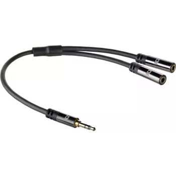 ACT AC3620 garso skirstytuvas, 0,15 m, 3,5 mm vyriškas į 2x moteriškus, juodas