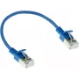 ACT mėlynas 0,15 m LSZH U/FTP CAT6A duomenų centro plonas pataisymo kabelis su RJ45 jungtimis be užkabinimų (DC7630)