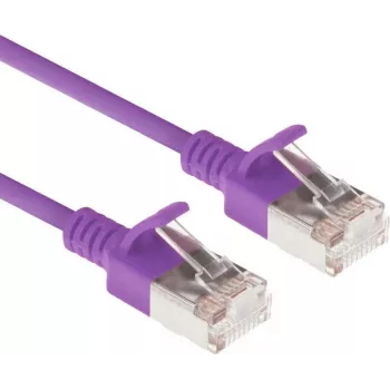 ACT Purple 0.25m LSZH U/FTP CAT6A Datacenter Slimline komutacinis kabelis be užkabinimo su RJ45 jungtimis (DC7352)