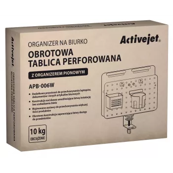Activejet APB-006W besisukantis stalinis organizatorius su perforuotomis sienelėmis, pilkas ir baltas