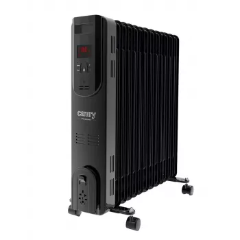 Adler Camry CR 7814 alyvos radiatorius su nuotolinio valdymo pultu, 2500 W, 3 galios lygiai, 11 sekcijų, skaitmeninis termostatas, 24 val. laikmatis, LED ekranas, apsauga nuo perkaitimo ir apvirtimo, juodos spalvos