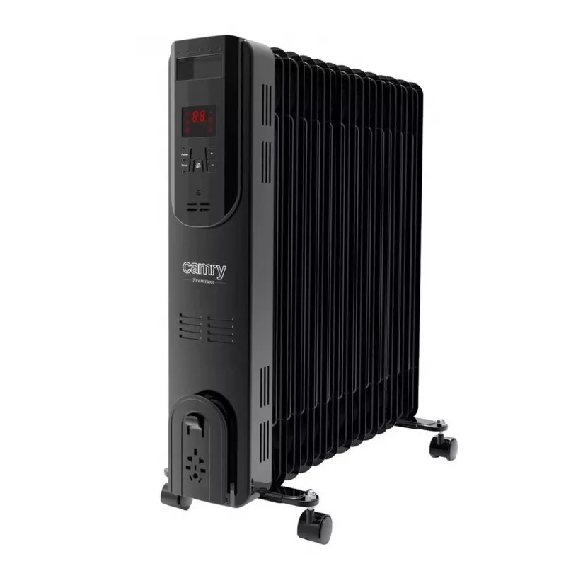 Adler Camry CR 7814 alyvos radiatorius su nuotolinio valdymo pultu, 2500 W, 3 galios lygiai, 11 sekcijų, skaitmeninis termostatas, 24 val. laikmatis, LED ekranas, apsauga nuo perkaitimo ir apvirtimo, juodos spalvos
