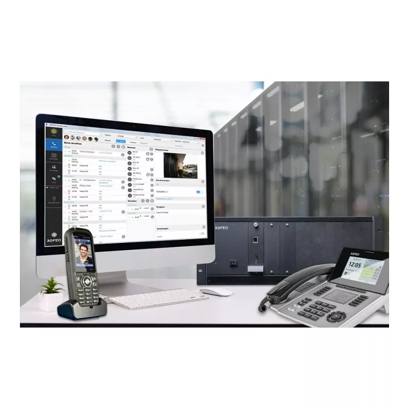 AGFEO ES 730 IT IP ryšio sistema (PBX) – 100 abonentų, 100 SIP magistralių, 30 VoIP pokalbių, Gigabit Ethernet, USB, ugniasienė, VPN, UC-Suite, CTI, Web GUI