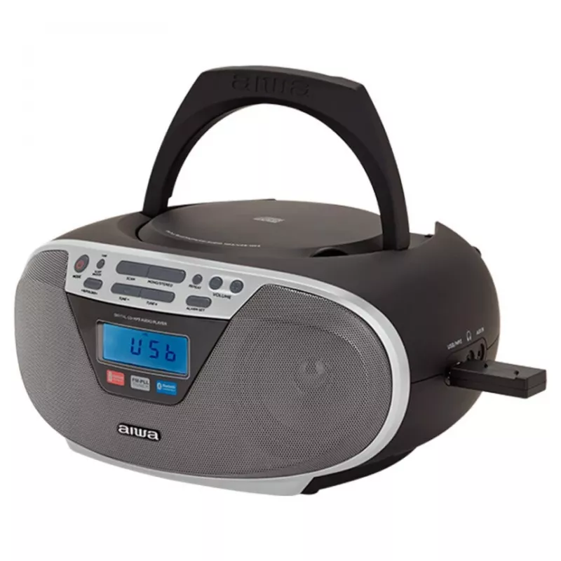 Aiwa BBTU-400SL nešiojama stereo sistema su CD/FM RDS/USB/Bluetooth, sidabrinė, MP3 atkūrimas