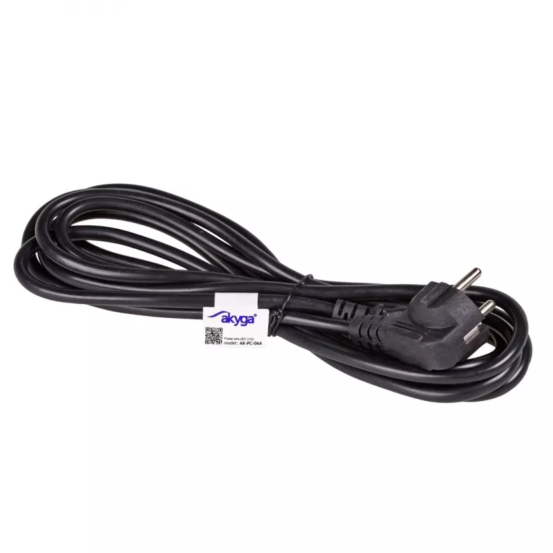 Akyga AK-PC-06A maitinimo laidas 3 m CEE 7/7 – IEC C13, juodas