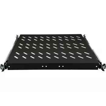 ALANTEC 19 inch 1U Sliding Shelf 570mm Depth, Black, 4-Point Mounting