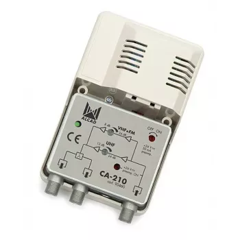 Alcad CA-210 VHF-UHF stiprintuvas, 1 įėjimas / 2 išėjimai