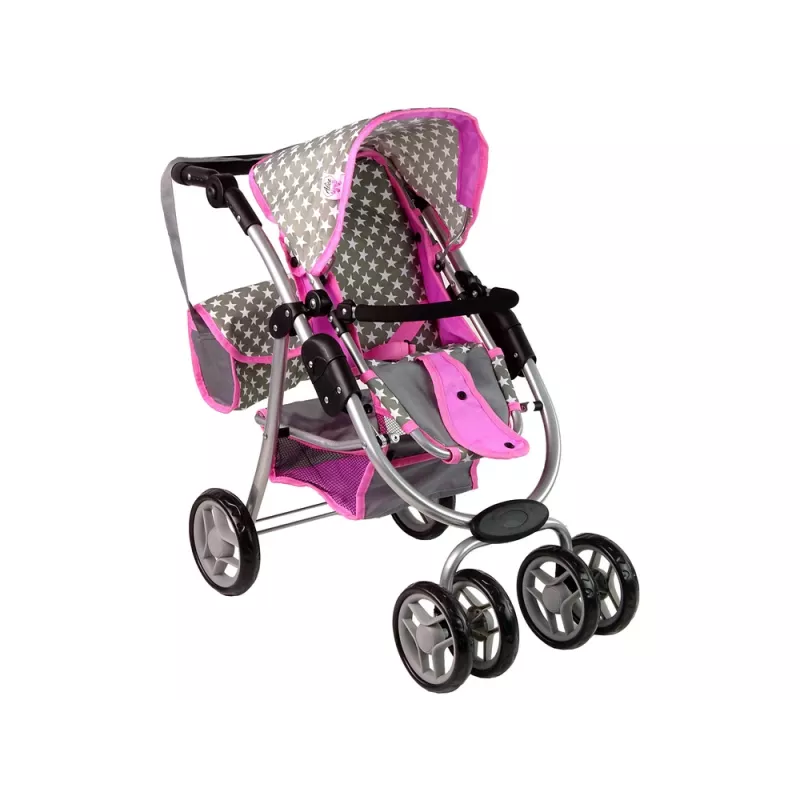 ALICE Baby Doll Stroller 2-in-1 Carrycot Bag Pink Stars