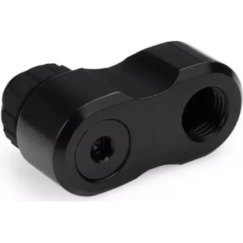 Alphacool Apex Grip 27mm dvigubas 90° G1/4 išorinis į vidinį pasukamas offset adapteris juodas 14814