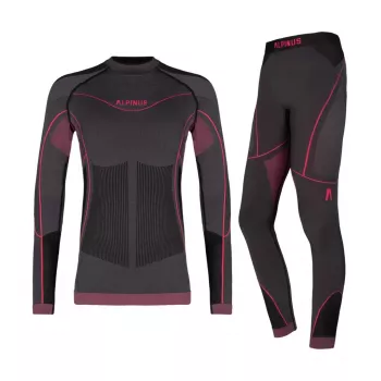 Alpinus Tactical Mora mergaičių termoaktyvus apatinis trikotažo komplektas Graphite-Pink 136-152