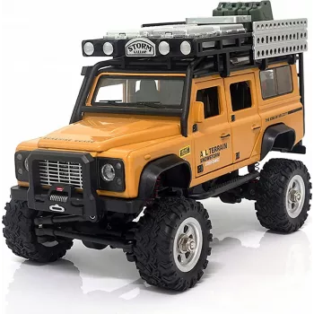 AMEWI D90X28 Metal Scale Crawler 4WD RC automobilis 1:28 geltonas