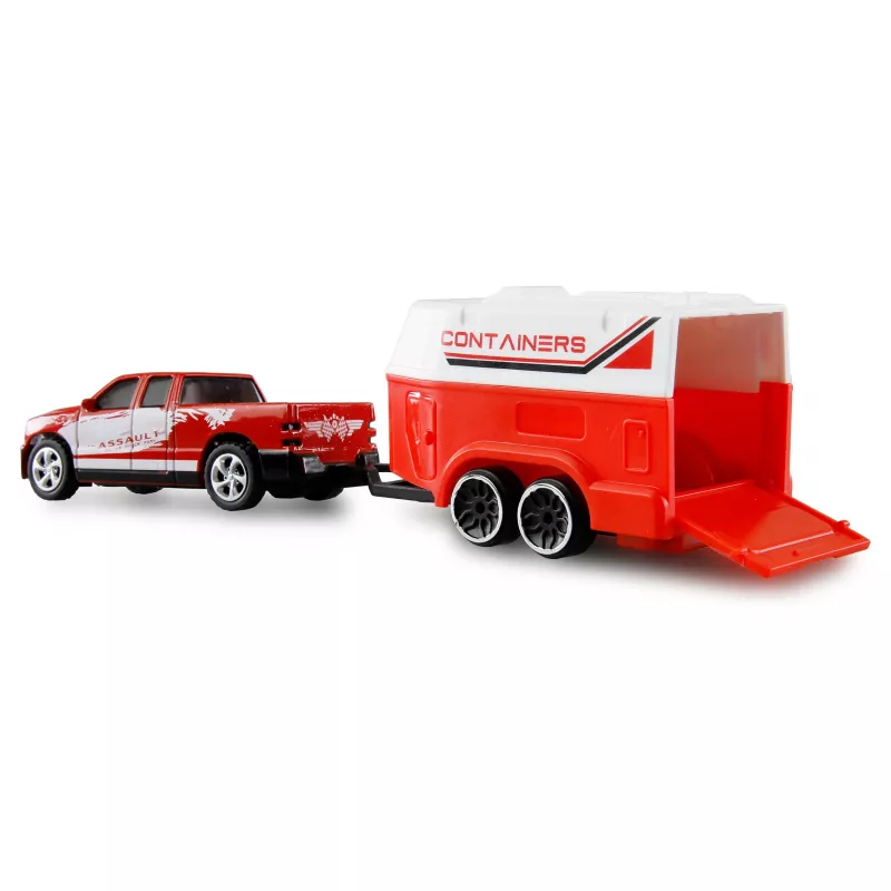 AMEWI RC Pickup Die Cast su arklių priekaba 1:64 RTR raudonas (22681)