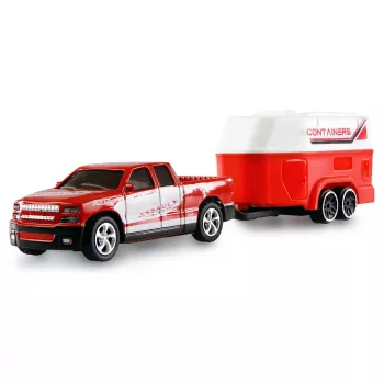 AMEWI RC Pickup Die Cast su arklių priekaba 1:64 RTR raudonas (22681)