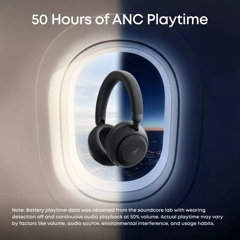 Anker Soundcore Space 2 belaidės ausinės per ausį su aktyviu triukšmo slopinimu, juodos spalvos