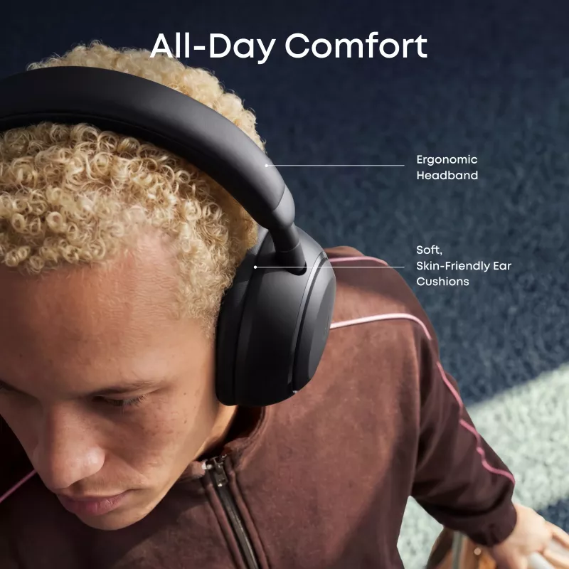 Anker Soundcore Space 2 belaidės ausinės per ausį su aktyviu triukšmo slopinimu, juodos spalvos