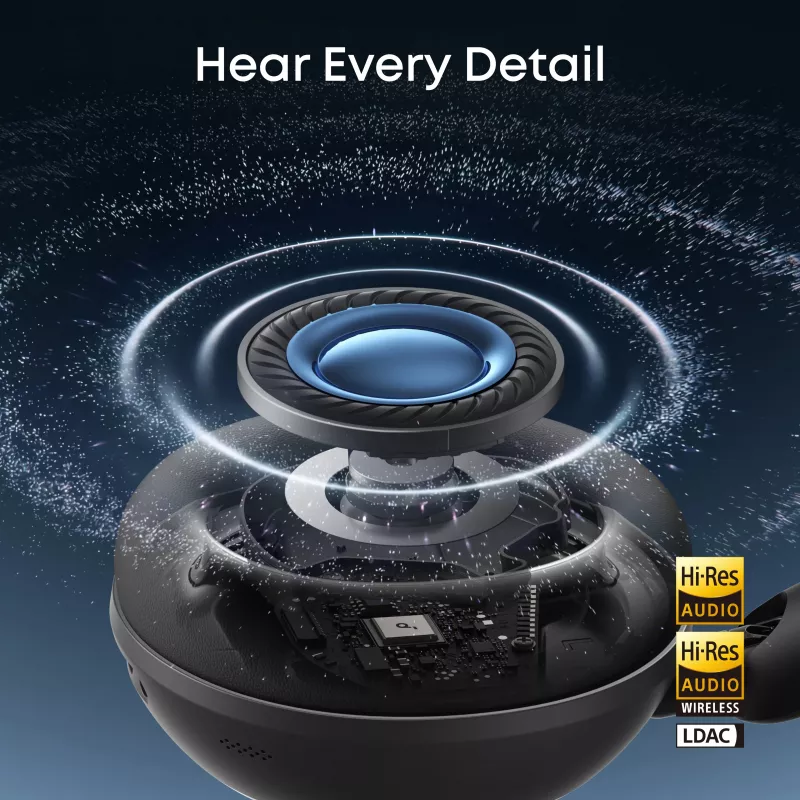 Anker Soundcore Space 2 belaidės ausinės per ausį su aktyviu triukšmo slopinimu, juodos spalvos