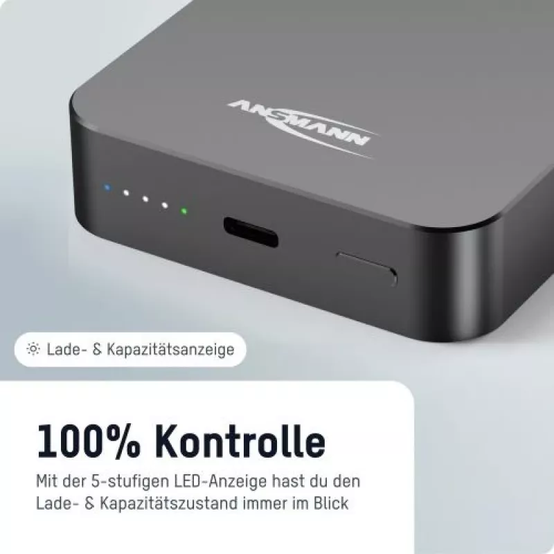 ANSMANN 1700-0199 10000 mAh belaidis power bankas, antracito spalvos