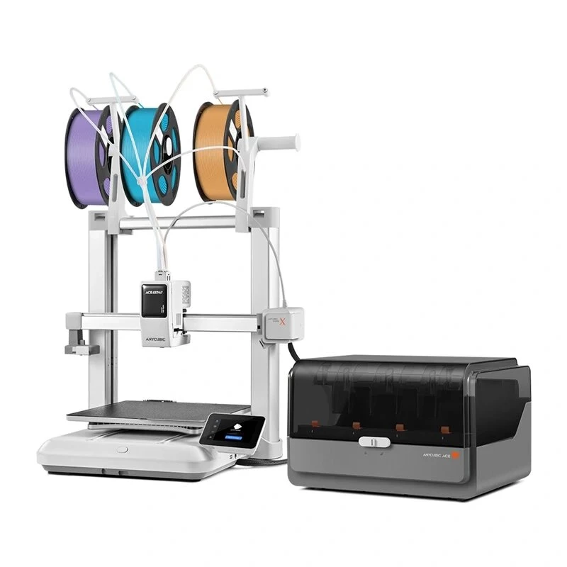 Anycubic Kobra X Combo 3D spausdintuvas – 300x300x300 mm FDM su LeviQ automatiniu niveliavimu, Direct Drive, 180 mm/s, karborundo stiklu, 4,3 col. jutikliniu ekranu