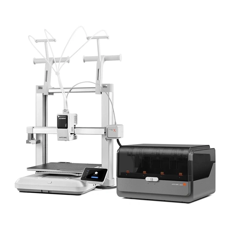 Anycubic Kobra X Combo 3D spausdintuvas – 300x300x300 mm FDM su LeviQ automatiniu niveliavimu, Direct Drive, 180 mm/s, karborundo stiklu, 4,3 col. jutikliniu ekranu