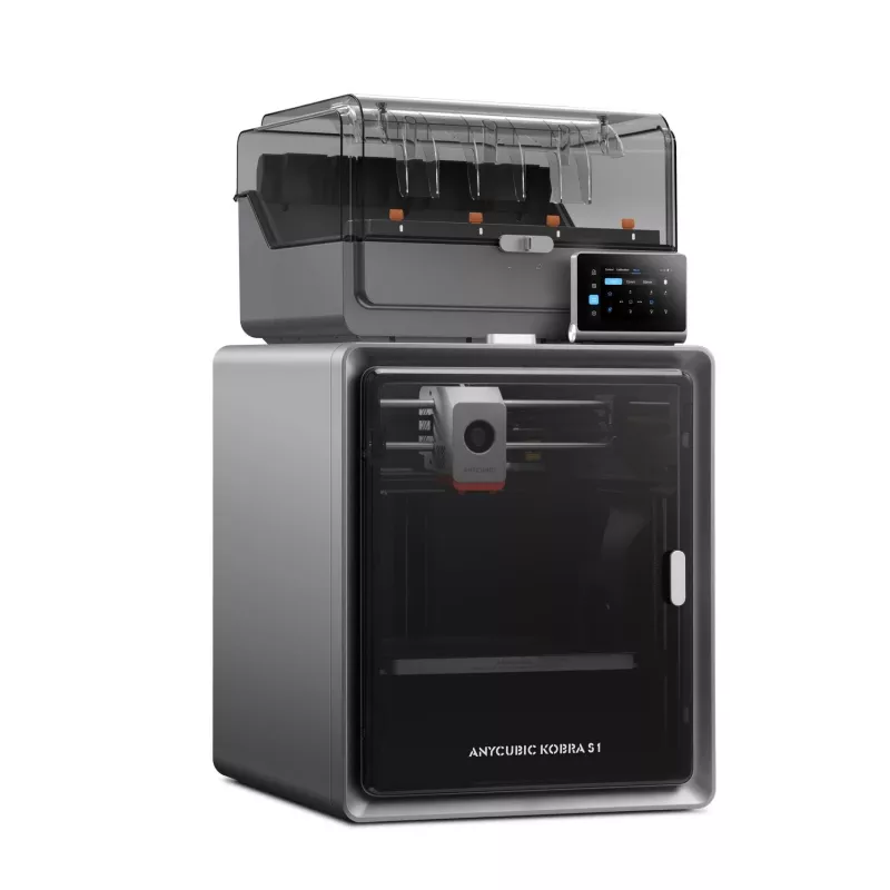 ANYCUBIC S1 Combo V2 FDM 3D spausdintuvas su 250 x 220 x 220 mm darbo sritimi, 500 mm/s greičiu, automatiniu niveliavimu, PEI plokšte, Klipper programine įranga, Wi-Fi, 4.3 inch jutikliniu ekranu, 400W galia