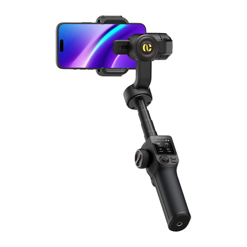 AOCHUAN S3 Smartphone Gimbal su AI sekimu, LED jutikliniu ekranu, šviesa ir powerbank funkcija