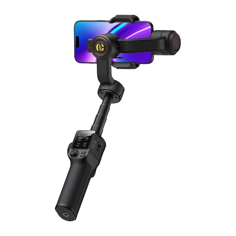 AOCHUAN S3 Smartphone Gimbal su AI sekimu, LED jutikliniu ekranu, šviesa ir powerbank funkcija