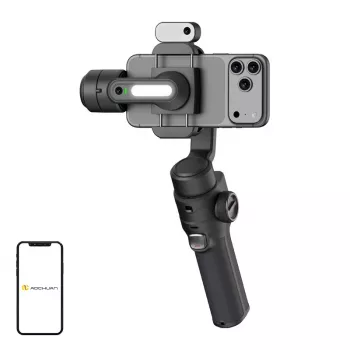 AOCHUAN S3 Smartphone Gimbal su AI sekimu, LED jutikliniu ekranu, šviesa ir powerbank funkcija