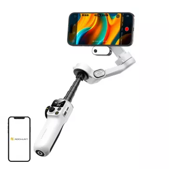 AOCHUAN Smart P2 3 ašių gimbalinis stabilizatorius su AI jutikliu, Magsafe, LED, Baltas