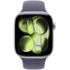 “Apple Watch Series 11 (2025) GPS 46mm sidabrinis aliuminio korpusas su Purple Fog Sport Band M/L”