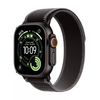 Apple Watch Ultra 3 GPS + Cellular 49mm juodo titano korpusas su Black/Charcoal Trail Loop – didelis (Modelis A3281, MF1H4QR/A)
