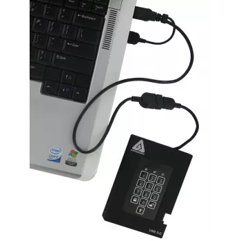 Apricorn Aegis Padlock Fortress A25-3PL256-500F išorinis kietasis diskas – 500GB – USB 3.2 Gen 1 – AES 256 bitų aparatinė šifracija – juoda