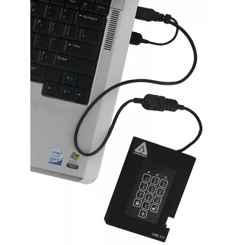 Apricorn Aegis Padlock Fortress A25-3PL256-500F išorinis kietasis diskas – 500GB – USB 3.2 Gen 1 – AES 256 bitų aparatinė šifracija – juoda