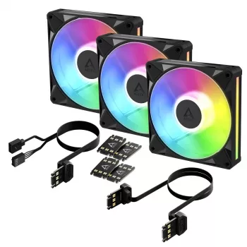Arctic BioniX P14 A-RGB 140mm PWM ventiliatorius 3 vnt. komplektas - juodas - adresuojamas RGB, 2500 RPM, 186 m³/h