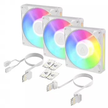 Arctic BioniX P14 A-RGB (White) 3-Pack | 140 mm PWM ventiliatorius su A-RGB apšvietimu, 400–2500 RPM
