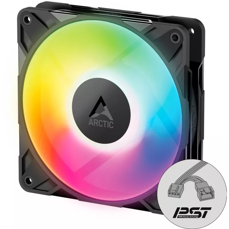 ARCTIC P12 PRO A-RGB LN 3-pack juodi 120 mm korpuso ventiliatoriai