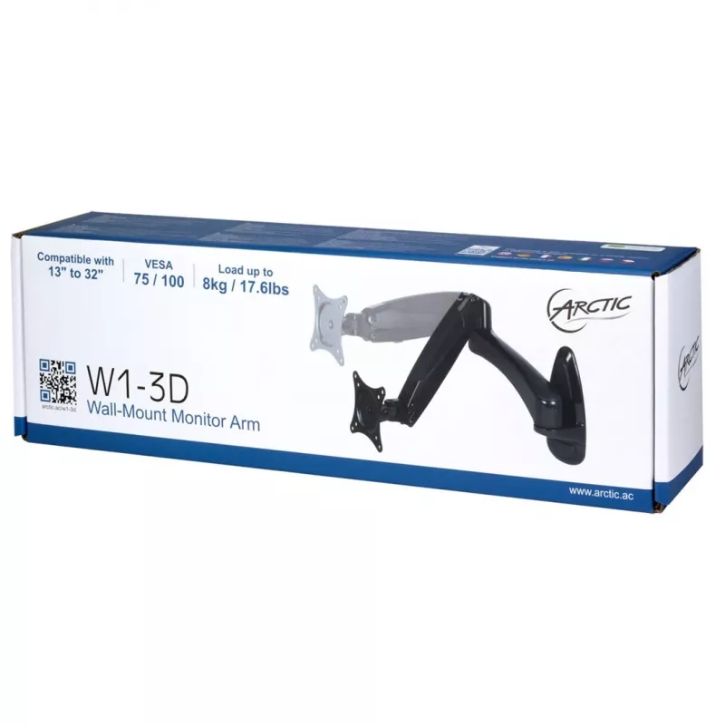 Arctic W1-3D laikiklis LCD ekranams – aliuminio lydinys – ekrano dydis iki 109,2 / 124 cm