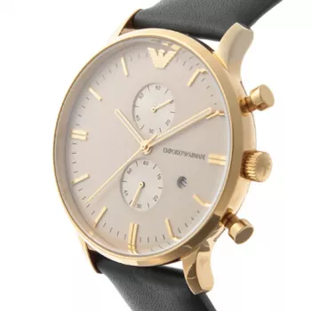ARMANI AR0386 Vyrų Klasikinis Kvarcinis Analoginis Laikrodis 40mm Sidabrinis Ciferblatas Ruda Odinė Apyrankė
