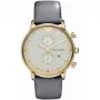Armani AR0386 vyriškas klasikinis kvarcinis analoginis laikrodis 40 mm, auksinio ciferblato, juodo odinio dirželio