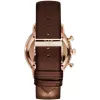 Armani AR0387 vyrų kvarcinis chronografas, 42 mm, rudas ciferblatas, odinė apyrankė
