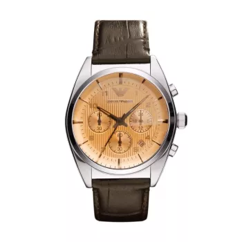 Armani AR0395 Vyriškas kvarcinis chronografo laikrodis 43 mm juodu odiniu dirželiu
