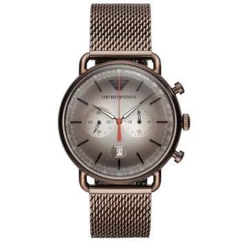 ARMANI AR11169 Vyriškas Chronografo Laikrodis 43 mm Juodas Ciferblatas Odinis Dirželis