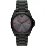 ARMANI AR11393 vyriškas kvarcinis analoginis laikrodis, 40 mm nerūdijančio plieno korpusas, juodas odinis dirželis